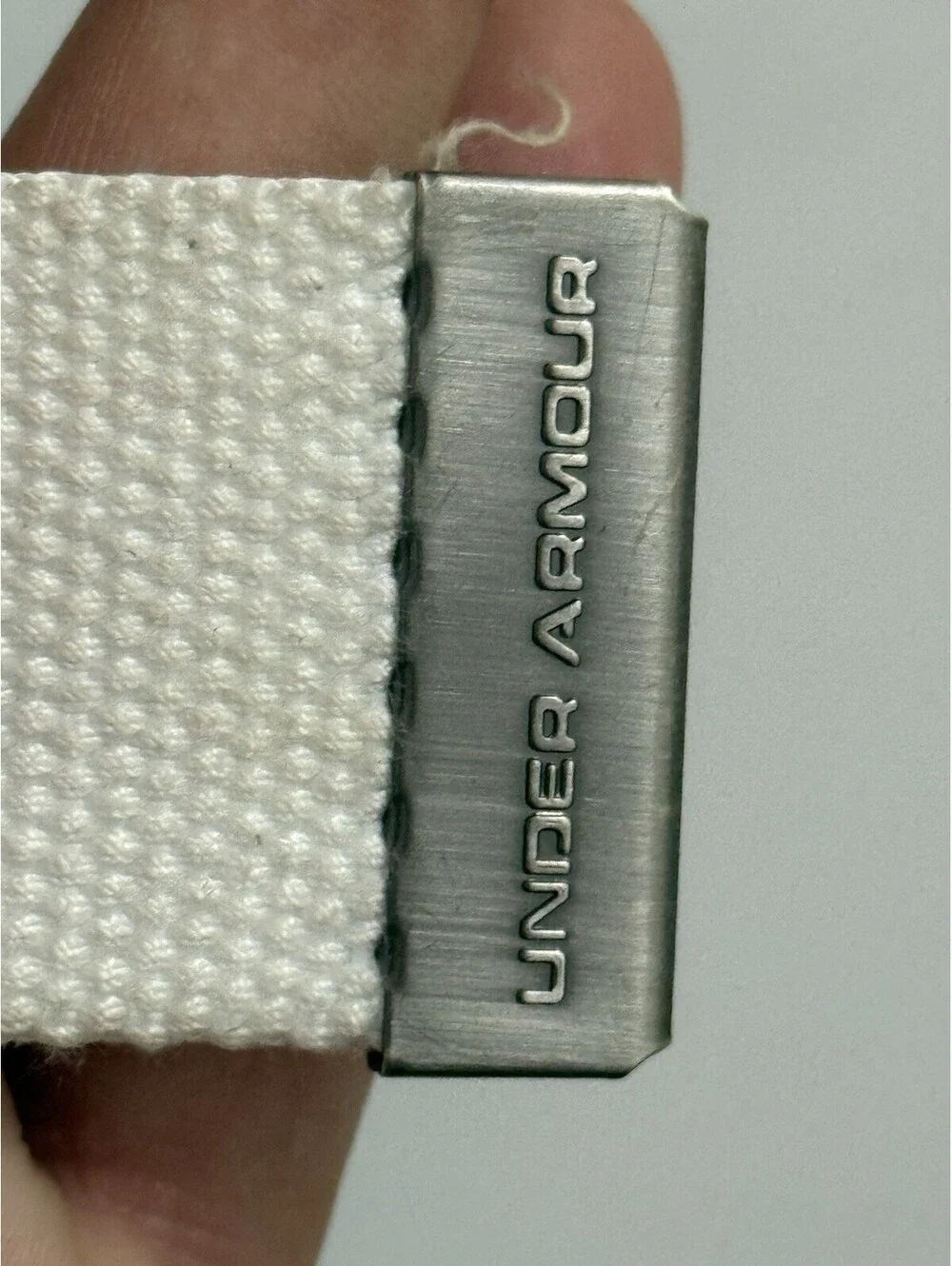 Under Armour Web Canvas Military Style Belt White Silver Logo Buckle 32-34